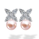 Diamond & Pink Pearl Earrings